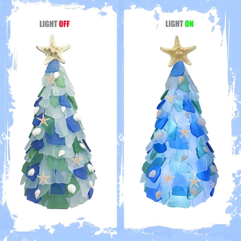 WECKLOM Christmas Tree DIY Kit Sea Glass Pieces for DIY Crafts Christmas Craft DIY Christmas Tree Lights Lamp Christmas Ornament Crafts - Image 3